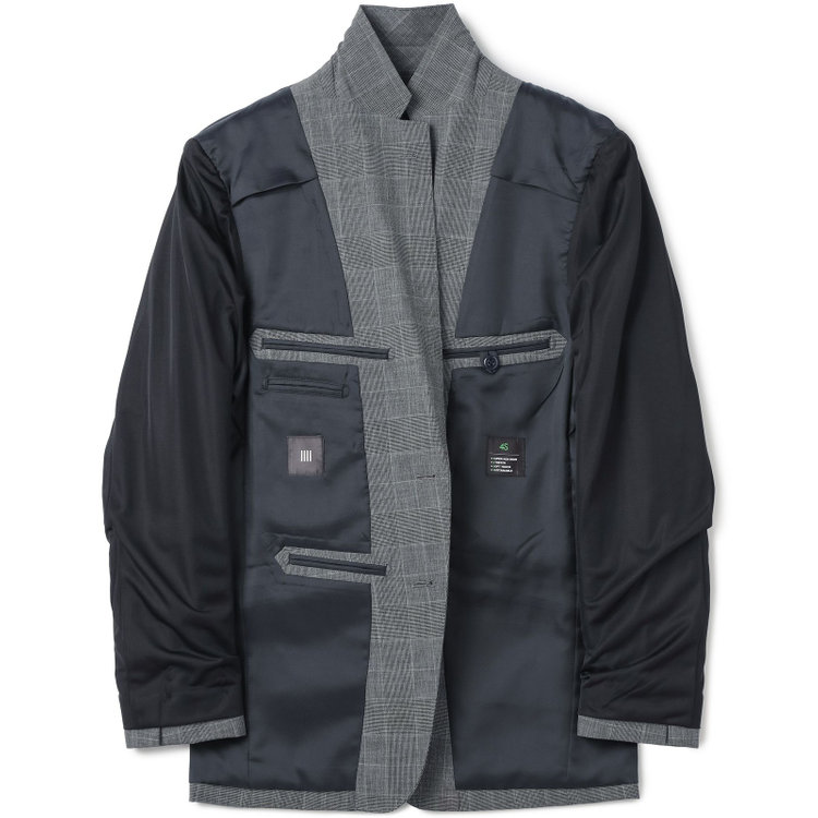 ブラックライン 【SLIM TAPERED_2】【春夏】2釦シングルスリーピーススーツ 0タック/グレー×グレンチェック/ウエストシャーリング/4S SUSTAINABILITY&ECOLOGY FABRIC/※パンツ裾上げ済仕様 グレー中間