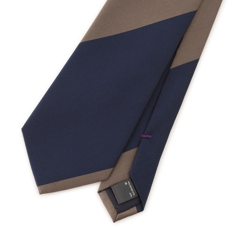 ブラックライン 【BLACK LINE】シルクブレンドストライプネクタイ 7.5cm幅/ブラウン×ネイビー その他