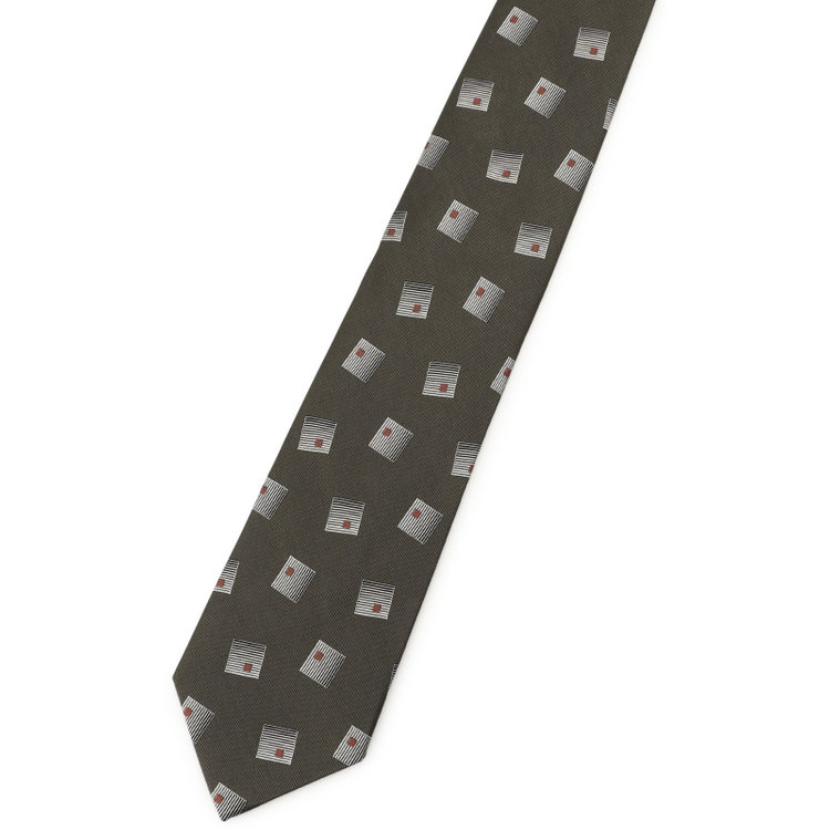 シルバーライン 【SILVER LINE】シルク小紋ネクタイ 8.0cm幅/グリーン×シルバー その他