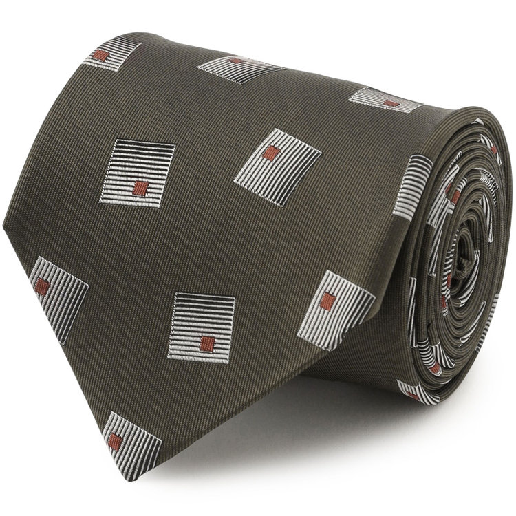 シルバーライン 【SILVER LINE】シルク小紋ネクタイ 8.0cm幅/グリーン×シルバー その他