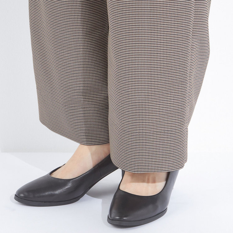 シルバーライン 【SL】【春夏】ワイドパンツ/ブラウン×チェック/ウエストシャーリング/ウォッシャブル/裾上げ済仕様 青淡色