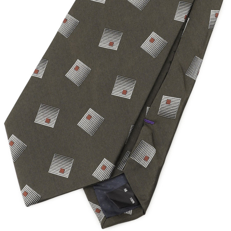 シルバーライン 【SILVER LINE】シルク小紋ネクタイ 8.0cm幅/グリーン×シルバー その他