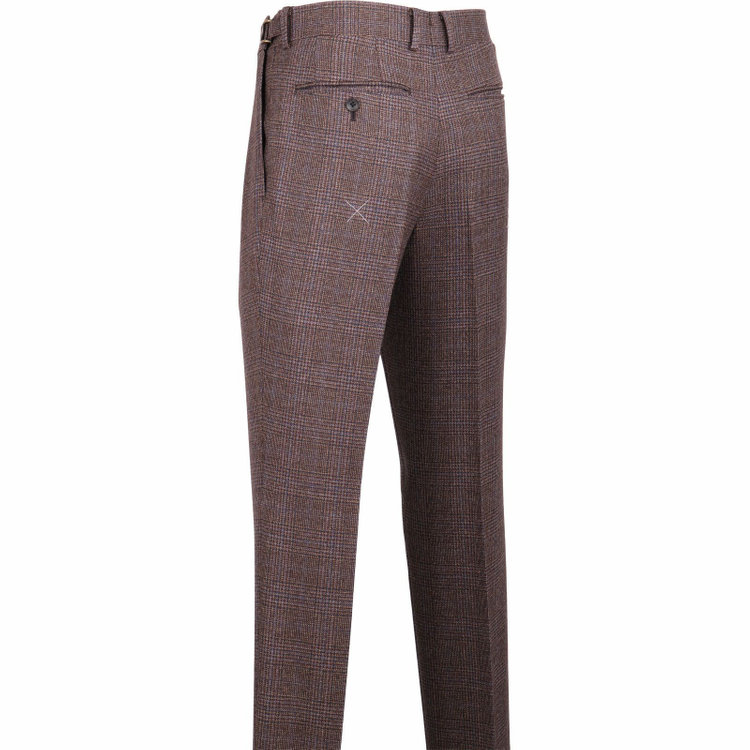 スーツセレクト 【発送在庫あり】【CLASSICO TAPERED】【秋冬】3釦段返りシングルスーツ 2タック/ブラウン＆ネイビー×チェック/サイドAJ/MARZOTTO ブラウン系(茶)