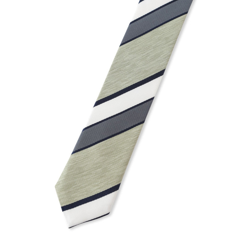 シルバーライン 【SILVER LINE】シルクブレンドストライプネクタイ 8.0cm幅/グリーン×ホワイト＆グレー その他