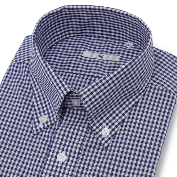 シルバーライン 【発送在庫あり】【SILVER LINE】【形態安定】ボタンダウンドレスワイシャツ/ネイビー＆ホワイト×チェック 青濃色