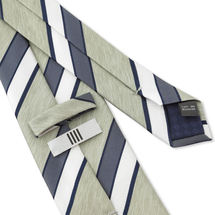 シルバーライン 【SILVER LINE】シルクブレンドストライプネクタイ 8.0cm幅/グリーン×ホワイト＆グレー その他