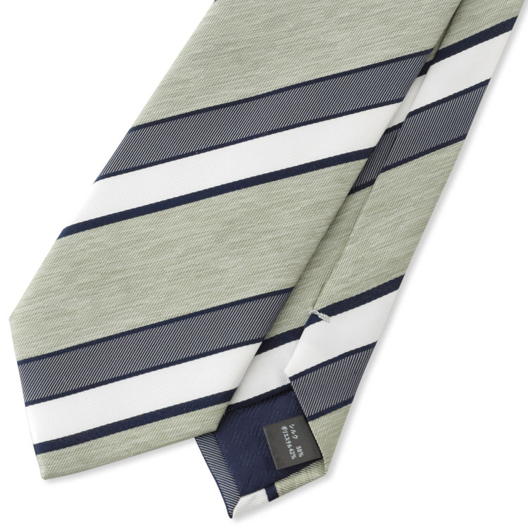 シルバーライン 【SILVER LINE】シルクブレンドストライプネクタイ 8.0cm幅/グリーン×ホワイト＆グレー その他
