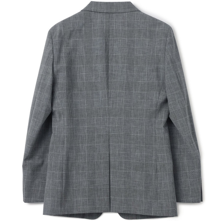 ブラックライン 【SLIM TAPERED_2】【春夏】2釦シングルスリーピーススーツ 0タック/グレー×グレンチェック/ウエストシャーリング/4S SUSTAINABILITY&ECOLOGY FABRIC/※パンツ裾上げ済仕様 グレー中間