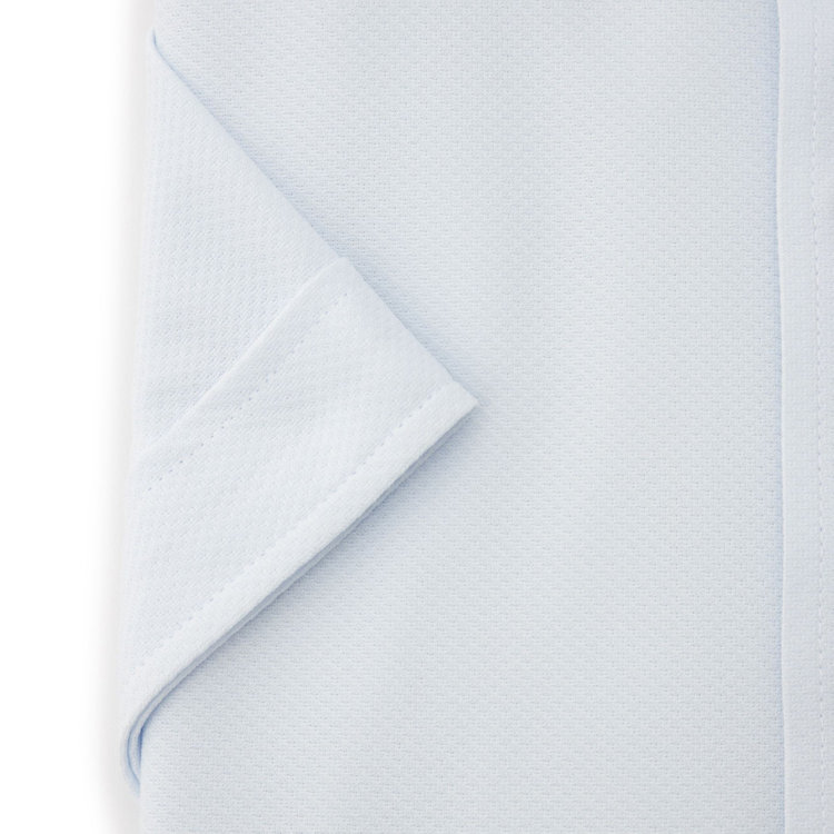 ブラックライン 【発送在庫あり】【BLACK LINE/半袖】ボタンダウンワイシャツ/サックス×ドビー/釦付糸：ネイビー/「4S」スーパーノンアイロン・ストレッチ 青淡色