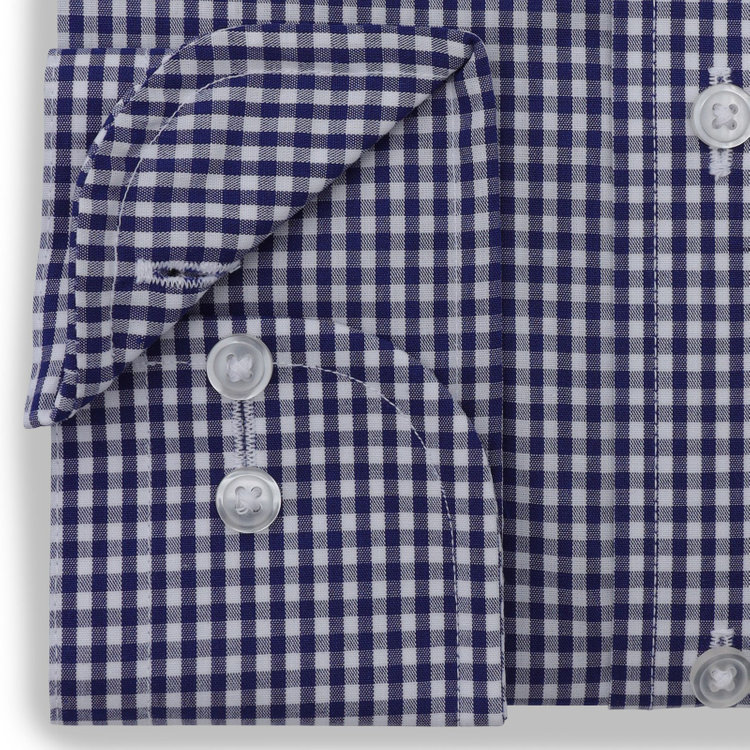 シルバーライン 【発送在庫あり】【SILVER LINE】【形態安定】ボタンダウンドレスワイシャツ/ネイビー＆ホワイト×チェック 青濃色