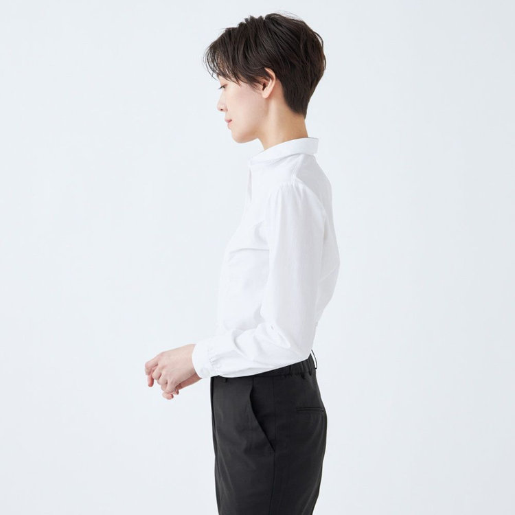 スーツセレクト 【SUIT SELECT×Samantha Thavasa】【長袖】リボン&フリル取り外しスキッパー/ホワイト×ドビーストライプ/形態安定 ホワイト系(白)