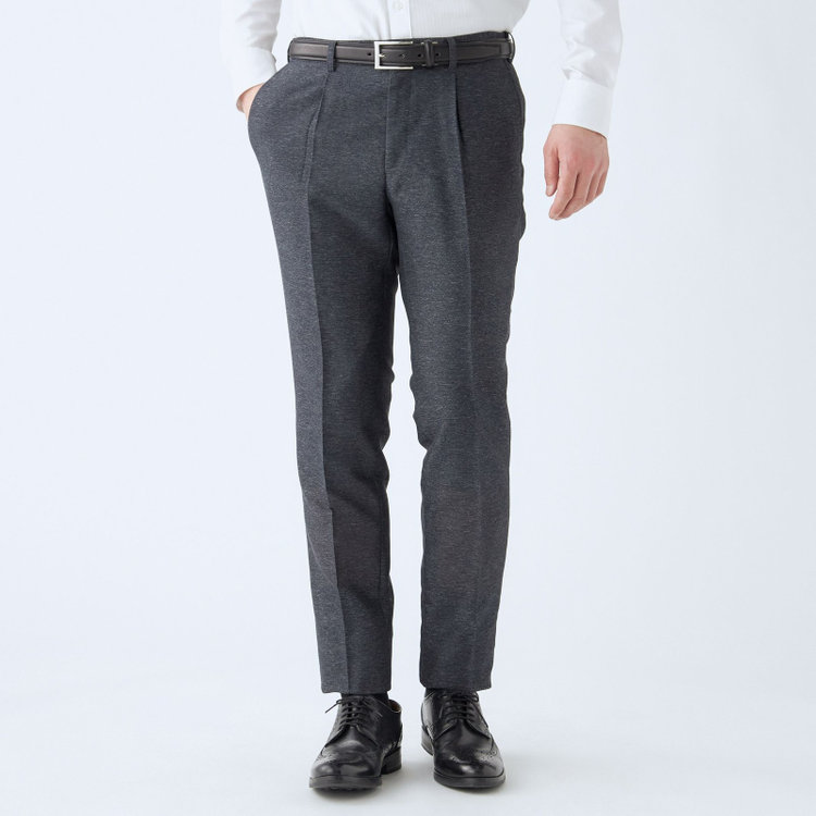 シルバーライン 【RBC】【春夏】ポリエステル1タックテーパードパンツ/ネイビー/ウエストムーブ仕様/4S SUSTAINABILITY&ECOLOGY FABRIC/※裾上げ必要 紺中間