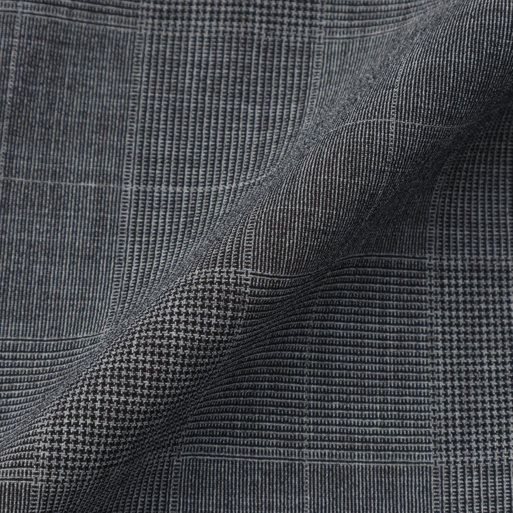 ブラックライン 【SLIM TAPERED_2】【春夏】2釦シングルスリーピーススーツ 0タック/グレー×グレンチェック/ウエストシャーリング/4S SUSTAINABILITY&ECOLOGY FABRIC/※パンツ裾上げ済仕様 グレー中間