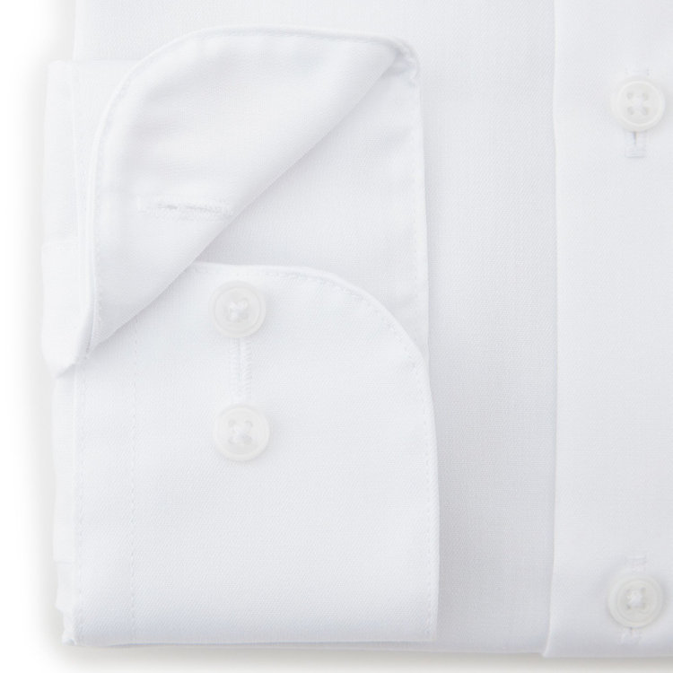 スーツセレクト 【BLACK LINE】ワイドカラーワイシャツ/ホワイト/「4S COTTON」スーパーノンアイロン・ストレッチ 白