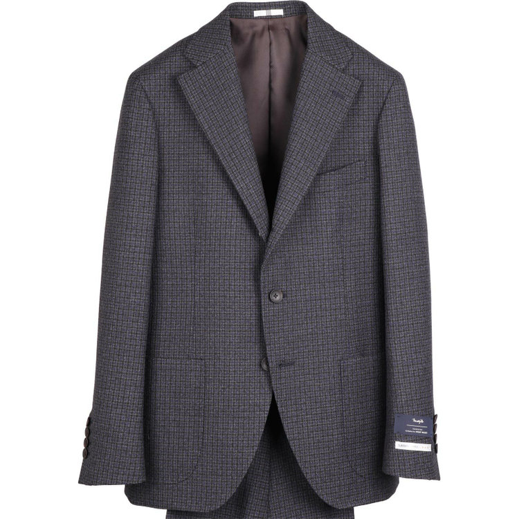 スーツセレクト 【発送在庫あり】【CLASSICO TAPERED】【秋冬】3釦段返りシングルスーツ 2タック/ネイビー×チェック/サイドAJ/MARZOTTO ネイビー系(紺)