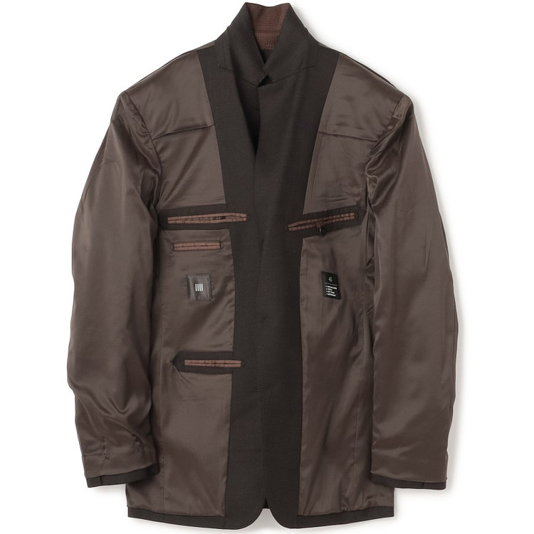 ブラックライン 【SLIM TAPERED_2】【秋冬】2釦シングルスーツ 0タック/ブラウン＆ブラック×ハウンドトゥース/ウエストシャーリング/4S SUSTAINABILITY&ECOLOGY FABRIC/※パンツ裾上げ済仕様 茶濃色