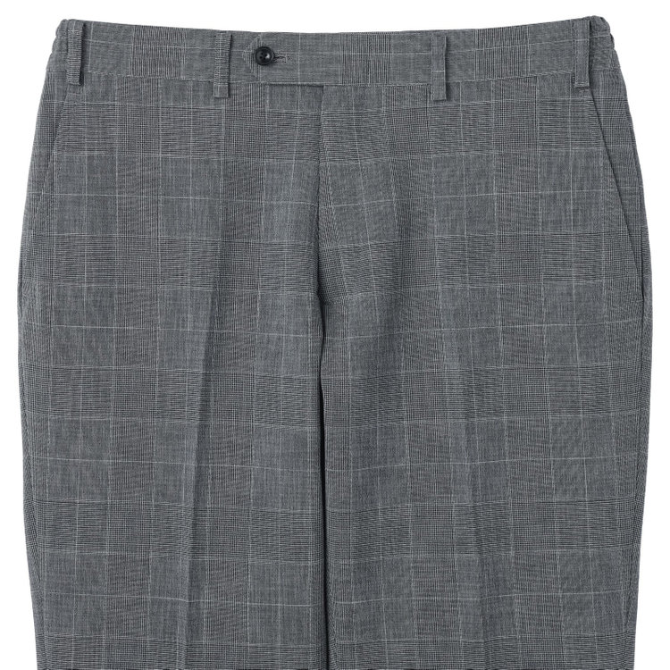 ブラックライン 【SLIM TAPERED_2】【春夏】2釦シングルスリーピーススーツ 0タック/グレー×グレンチェック/ウエストシャーリング/4S SUSTAINABILITY&ECOLOGY FABRIC/※パンツ裾上げ済仕様 グレー中間