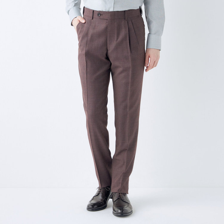 シルバーライン 【CLASSICO TAPERED】【春夏】3釦段返りシングルスーツ 2タック/ダークブラウン/パッチポケット/ウエストムーブ仕様/MARZOTTO/※パンツ裾直し必要 茶中間