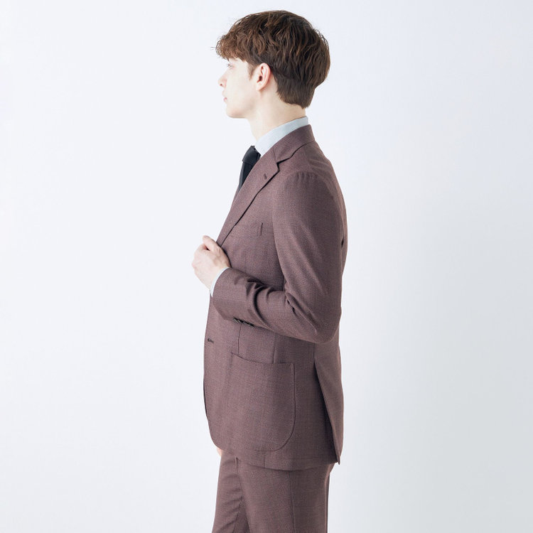 シルバーライン 【CLASSICO TAPERED】【春夏】3釦段返りシングルスーツ 2タック/ダークブラウン/パッチポケット/ウエストムーブ仕様/MARZOTTO/※パンツ裾直し必要 茶中間