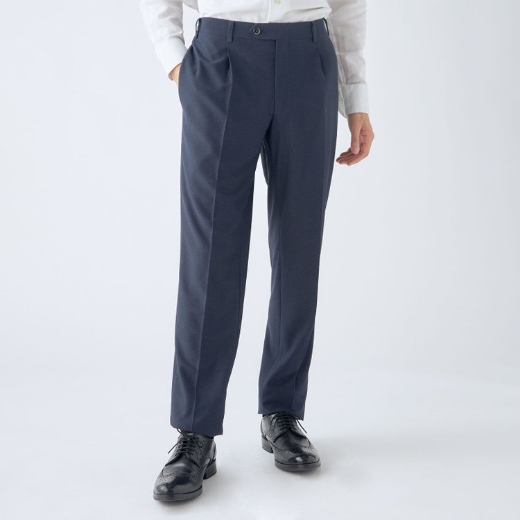 シルバーライン 【CLASSICO TAPERED】【春夏】1タックテーパードパンツ/ネイビー/ウエストシャーリング仕様/4S SUSTAINABILITY&ECOLOGY FABRIC/※裾直し必要 紺濃色