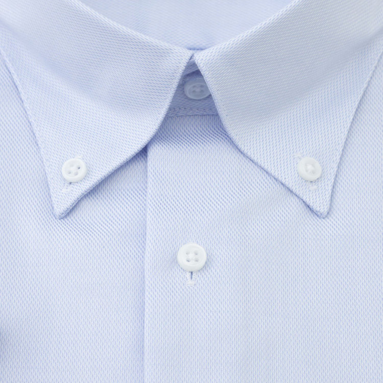 ブラックライン 【発送在庫あり】【BLACK LINE/半袖】【形態安定】【ノンアイロン】ボタンダウンドレスワイシャツ/ブルー×ドビー/NON IRON COTTON 青中間