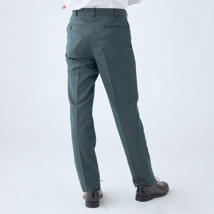 シルバーライン 【CLASSICO TAPERED】【秋冬】6釦2掛けダブルスーツ 2タック/グリーン/チェンジポケット/ウエストムーブ/NEW ZEALAND WOOL MIX/※裾上げ必要 緑濃色