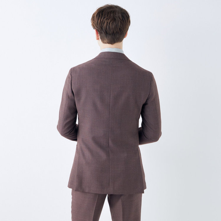 シルバーライン 【CLASSICO TAPERED】【春夏】3釦段返りシングルスーツ 2タック/ダークブラウン/パッチポケット/ウエストムーブ仕様/MARZOTTO/※パンツ裾直し必要 茶中間