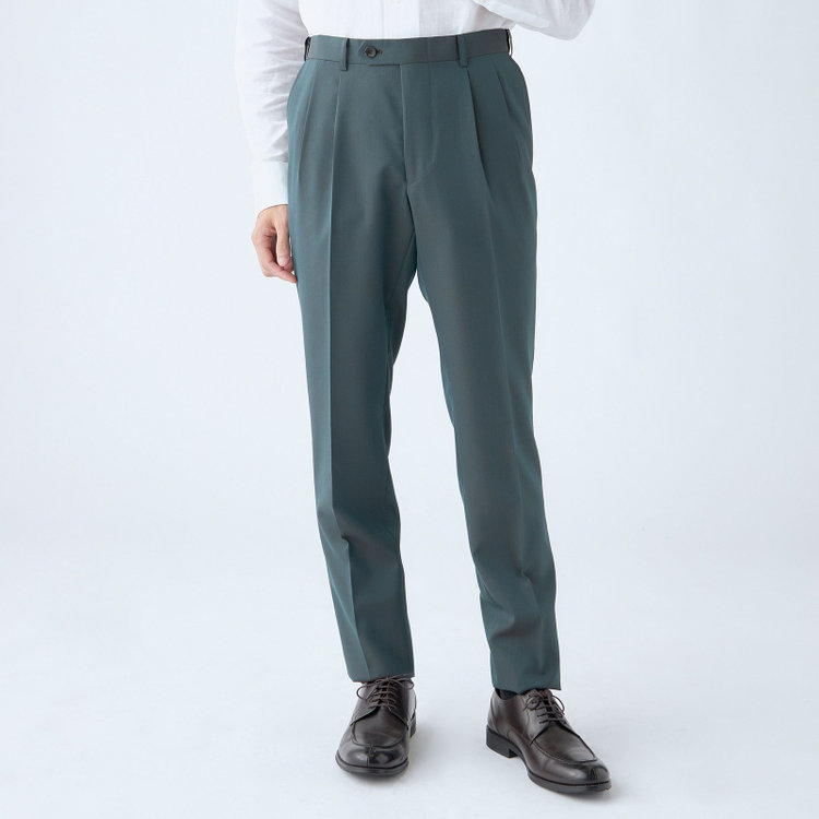 シルバーライン 【CLASSICO TAPERED】【秋冬】6釦2掛けダブルスーツ 2タック/グリーン/チェンジポケット/ウエストムーブ/NEW ZEALAND WOOL MIX/※裾上げ必要 緑濃色