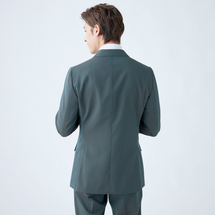 シルバーライン 【CLASSICO TAPERED】【秋冬】6釦2掛けダブルスーツ 2タック/グリーン/チェンジポケット/ウエストムーブ/NEW ZEALAND WOOL MIX/※裾上げ必要 緑濃色