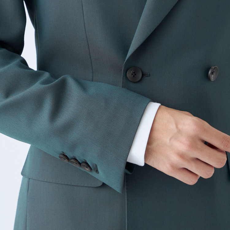 シルバーライン 【CLASSICO TAPERED】【秋冬】6釦2掛けダブルスーツ 2タック/グリーン/チェンジポケット/ウエストムーブ/NEW ZEALAND WOOL MIX/※裾上げ必要 緑濃色