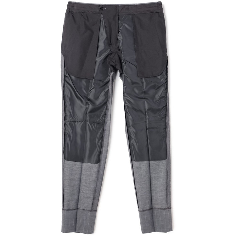 ブラックライン 【SLIM TAPERED_2】【春夏】2釦シングルスーツ 0タック/グレー×ストライプ/ウエストシャーリング/4S SUSTAINABILITY&ECOLOGY FABRIC/ウォッシャブル/※パンツ裾上げ済仕様 グレー中間