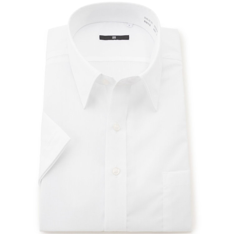 SUIT SELECT　アウトレット 【WEB限定/OUTLET/汚れ・キズ等有】【BL-3/半袖】【形態安定】レギュラーカラードレスワイシャツ/ホワイト×ソリッド 白