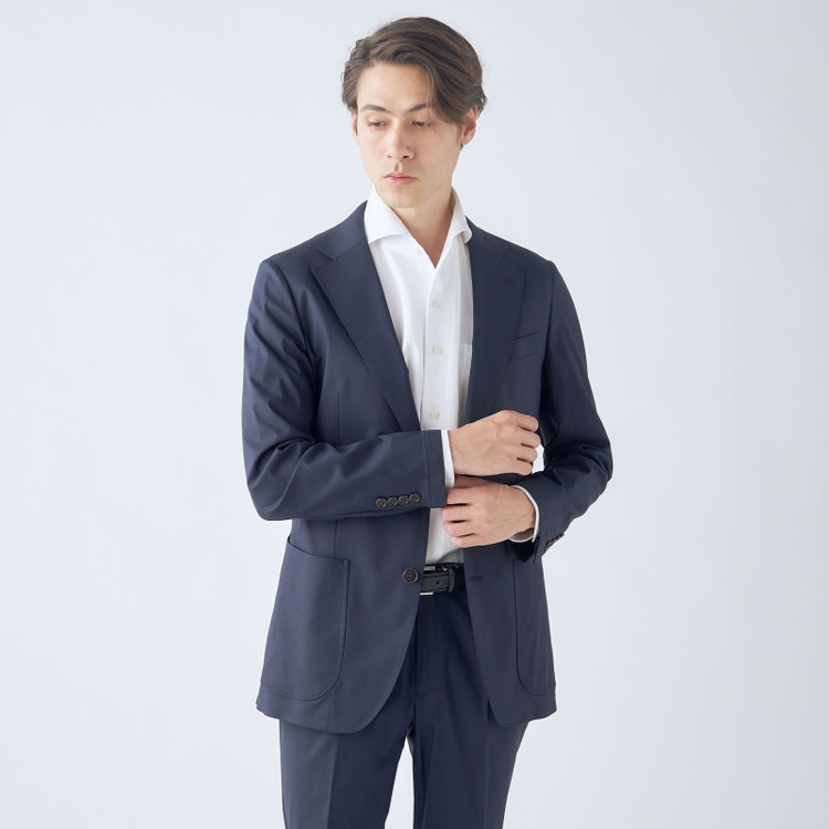 シルバーライン 【CLASSICO TAPERED】【春夏】テンセルブレンド2釦シングルジャケット/ネイビー/パッチポケット/ICE EFFECT 紺濃色