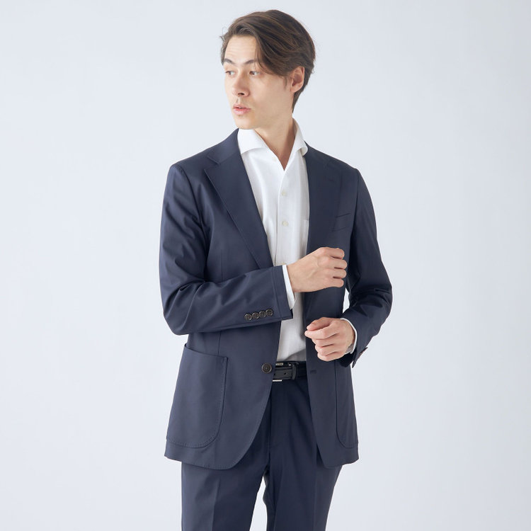 シルバーライン 【CLASSICO TAPERED】【春夏】テンセルブレンド2釦シングルジャケット/ネイビー/パッチポケット/ICE EFFECT 紺濃色