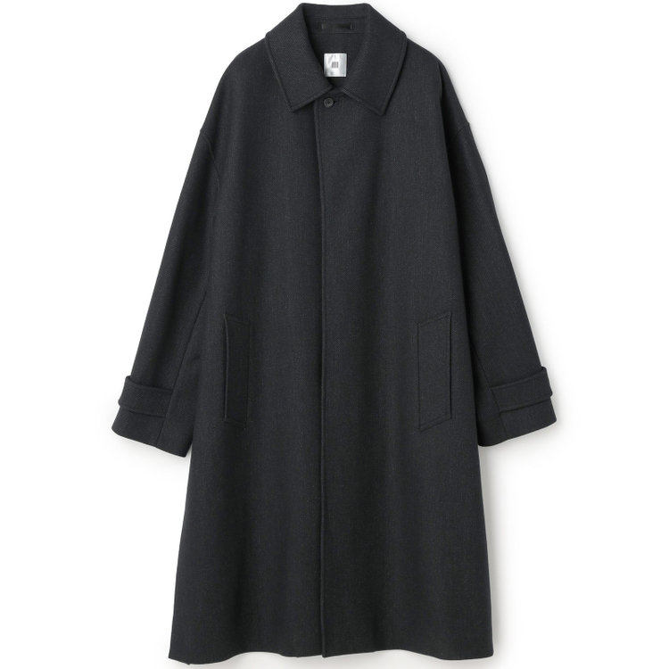 シルバーライン 【SL】ウールブレンドステンカラードロップショルダーデュアリティサイドスリットコート/ダークグレー/140S BLENDED EXTRA FINE MERINO WOOL グレー濃色