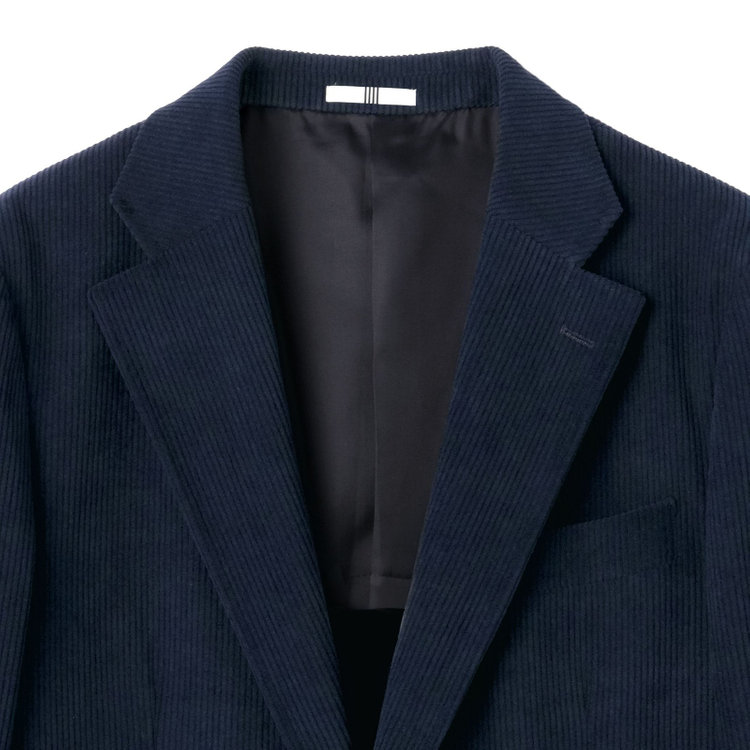 シルバーライン 【CLASSICO TAPERED】【秋冬】2釦ジャケット/ネイビー×コーデュロイ/パッチポケット/4S SUSTAINABILITY&ECOLOGY FABRIC 紺濃色