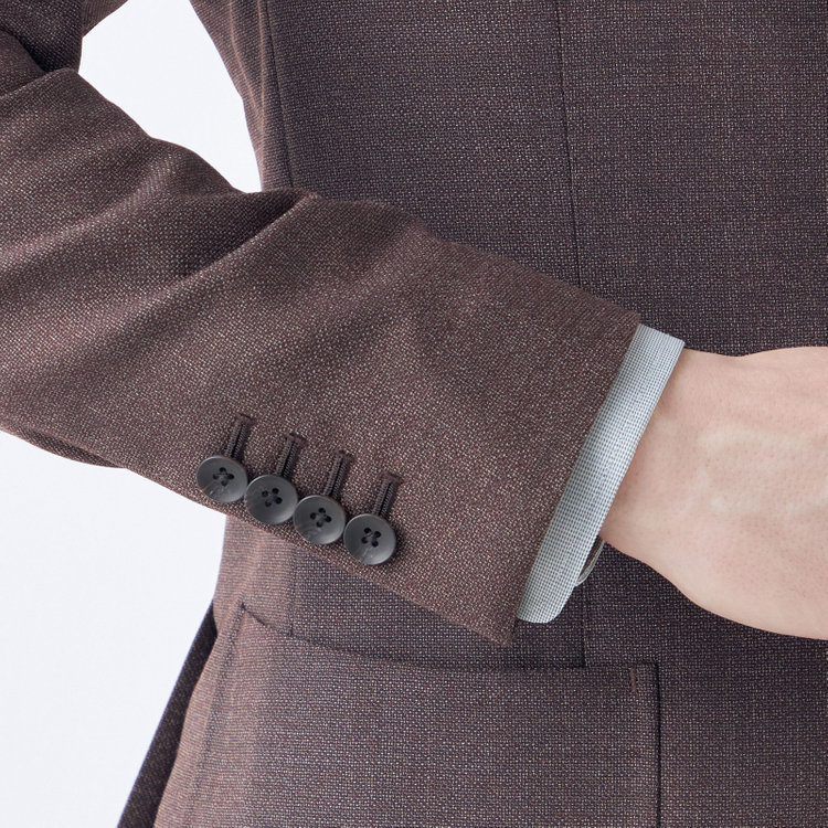 シルバーライン 【CLASSICO TAPERED】【春夏】3釦段返りシングルスーツ 2タック/ダークブラウン/パッチポケット/ウエストムーブ仕様/MARZOTTO/※パンツ裾直し必要 茶中間