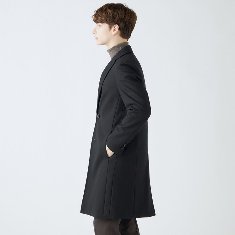 ブラックライン 【発送在庫あり】【SKINNY】ウールブレンドニットチェスターコート/ブラック/4S 黒