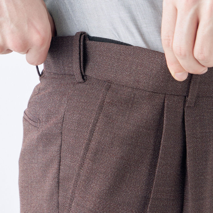 シルバーライン 【CLASSICO TAPERED】【春夏】3釦段返りシングルスーツ 2タック/ダークブラウン/パッチポケット/ウエストムーブ仕様/MARZOTTO/※パンツ裾直し必要 茶中間