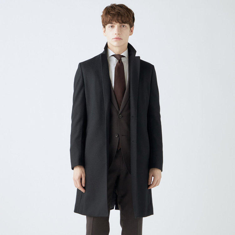 ブラックライン 【発送在庫あり】【SKINNY】ウールブレンドニットチェスターコート/ブラック/4S 黒