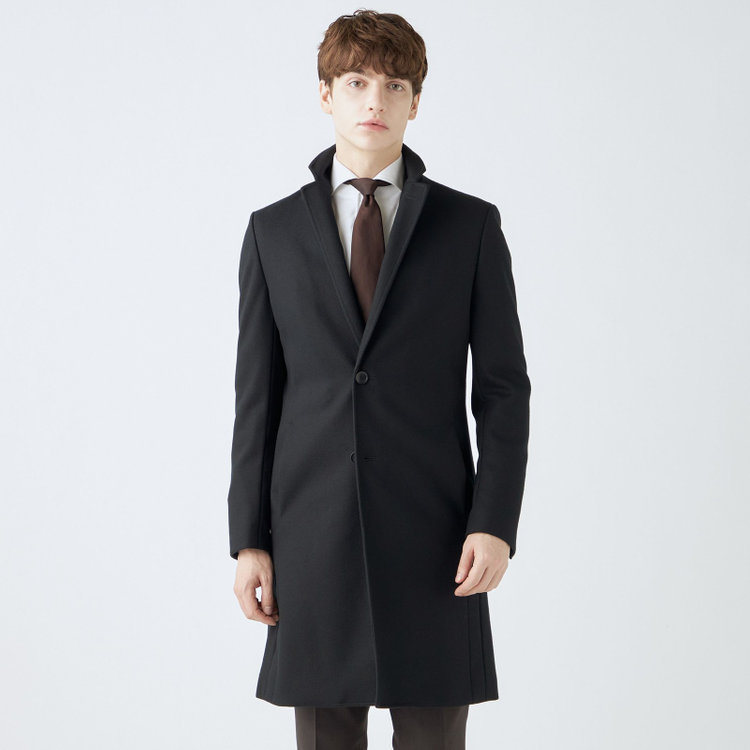 ブラックライン 【発送在庫あり】【SKINNY】ウールブレンドニットチェスターコート/ブラック/4S 黒