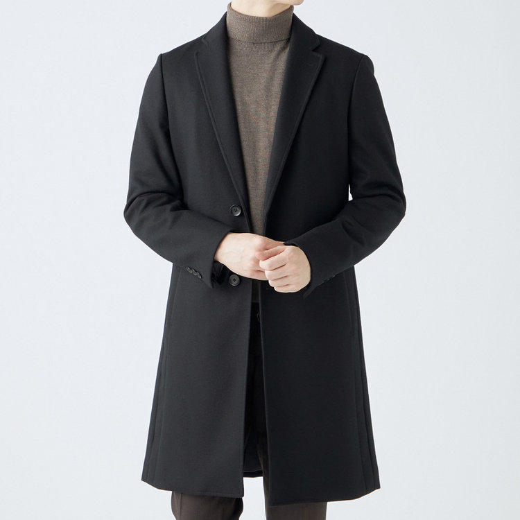 ブラックライン 【発送在庫あり】【SKINNY】ウールブレンドニットチェスターコート/ブラック/4S 黒