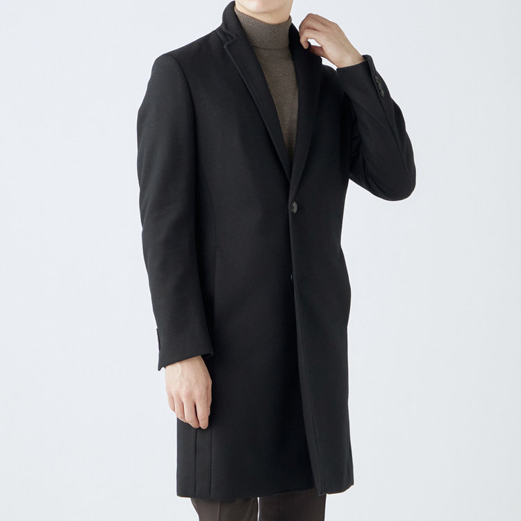 ブラックライン 【発送在庫あり】【SKINNY】ウールブレンドニットチェスターコート/ブラック/4S 黒