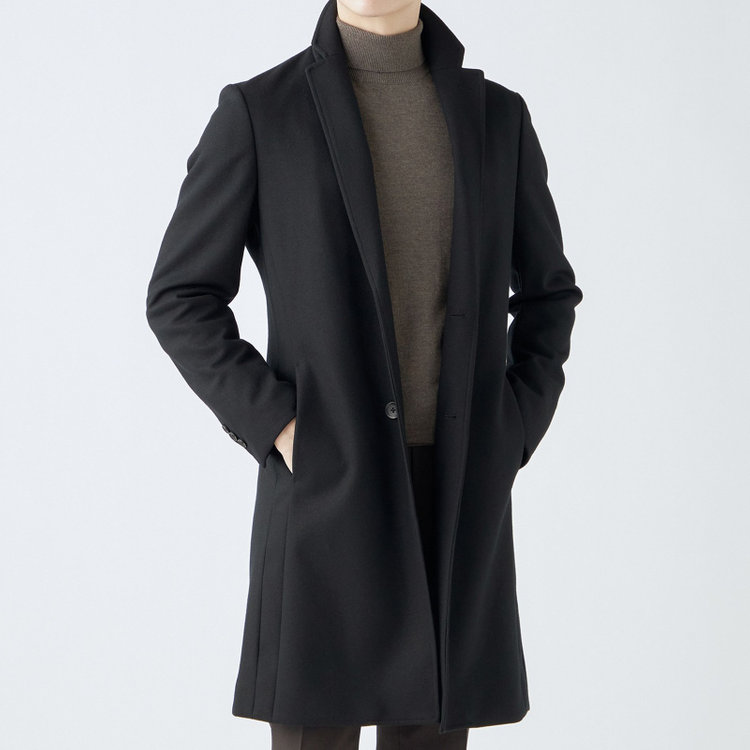 ブラックライン 【発送在庫あり】【SKINNY】ウールブレンドニットチェスターコート/ブラック/4S 黒