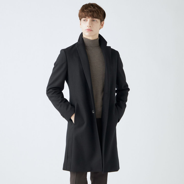 ブラックライン 【発送在庫あり】【SKINNY】ウールブレンドニットチェスターコート/ブラック/4S 黒