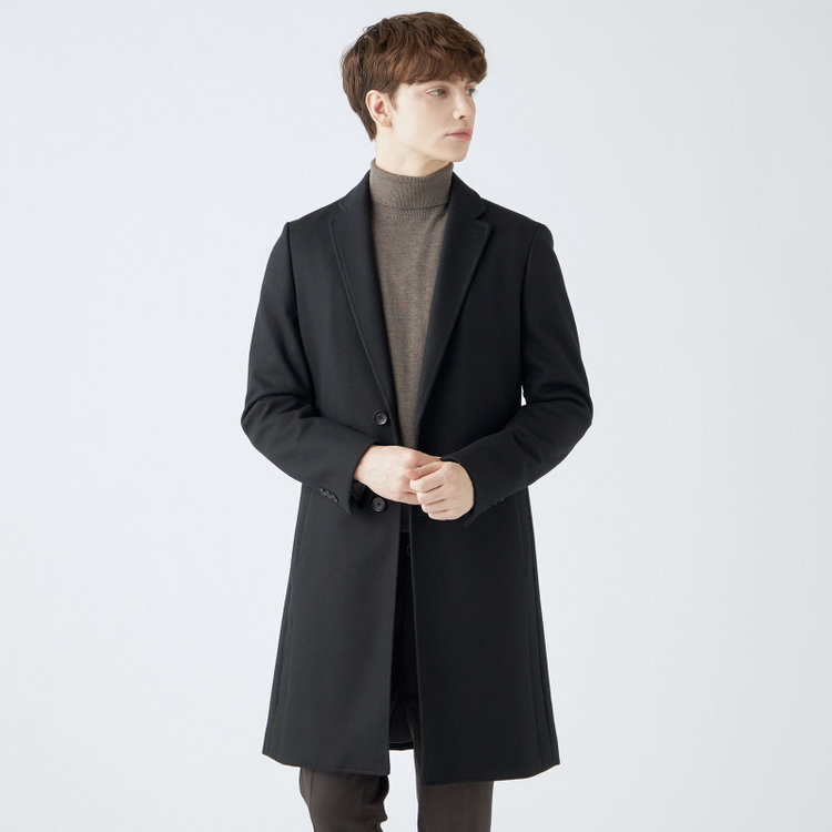 ブラックライン 【発送在庫あり】【SKINNY】ウールブレンドニットチェスターコート/ブラック/4S 黒