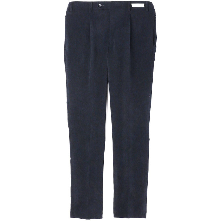 シルバーライン 【CLASSICO TAPERED】【秋冬】1タックテーパードパンツ/ネイビー×コーデュロイ/ウエストシャーリング/4S SUSTAINABILITY&ECOLOGY FABRIC/※裾上げ必要 紺濃色