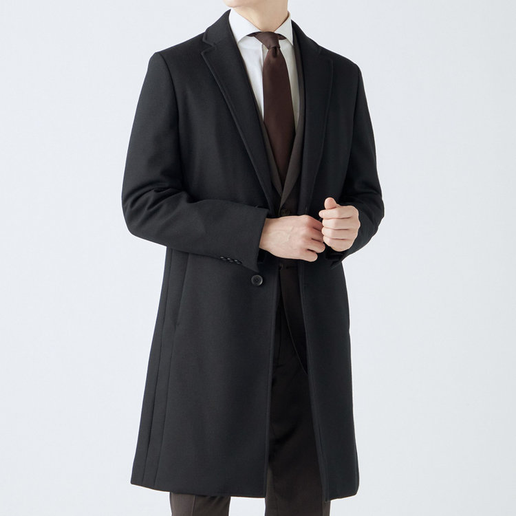 ブラックライン 【発送在庫あり】【SKINNY】ウールブレンドニットチェスターコート/ブラック/4S 黒