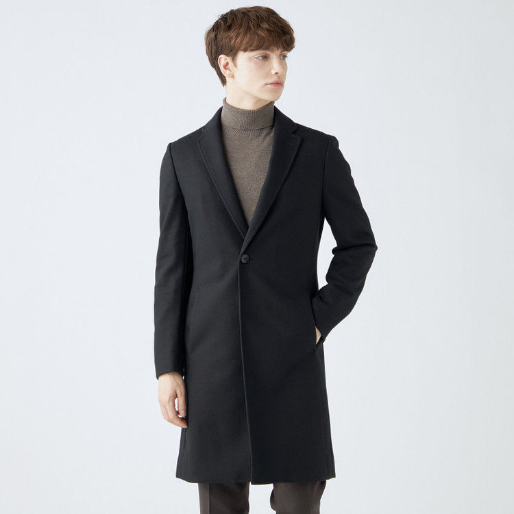 ブラックライン 【発送在庫あり】【SKINNY】ウールブレンドニットチェスターコート/ブラック/4S 黒