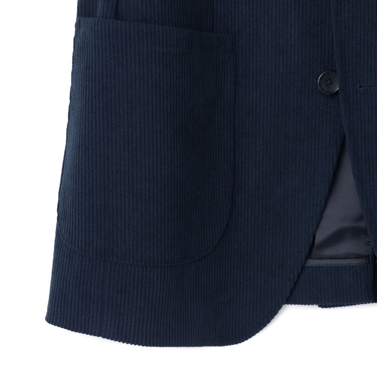 シルバーライン 【CLASSICO TAPERED】【秋冬】2釦ジャケット/ネイビー×コーデュロイ/パッチポケット/4S SUSTAINABILITY&ECOLOGY FABRIC 紺濃色